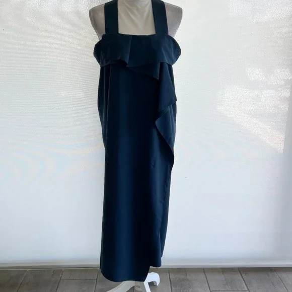 chinese dress ladies Navy Linen Blend Maxi Dress - All Dresses